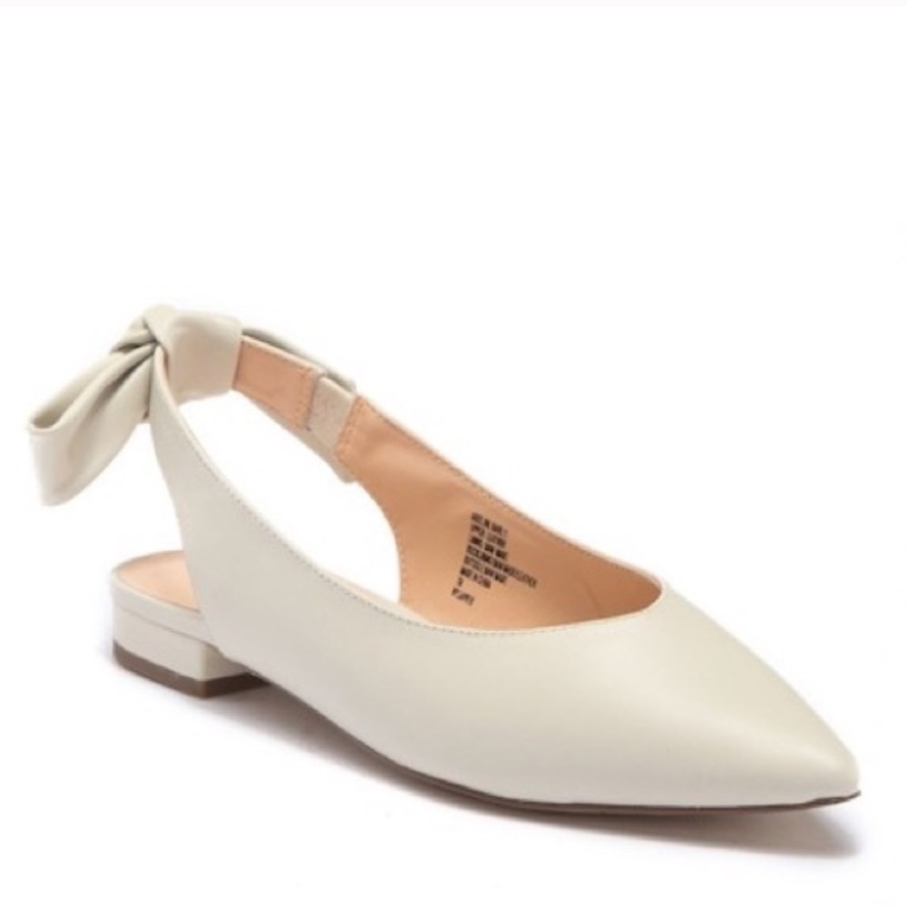 Nanette Lepore Cream Bow Slingback Flats